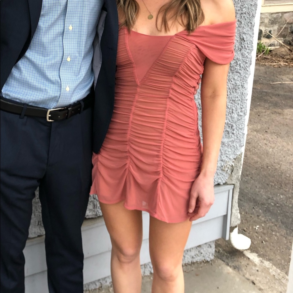 Majorelle Pink Ruched Mini Dress